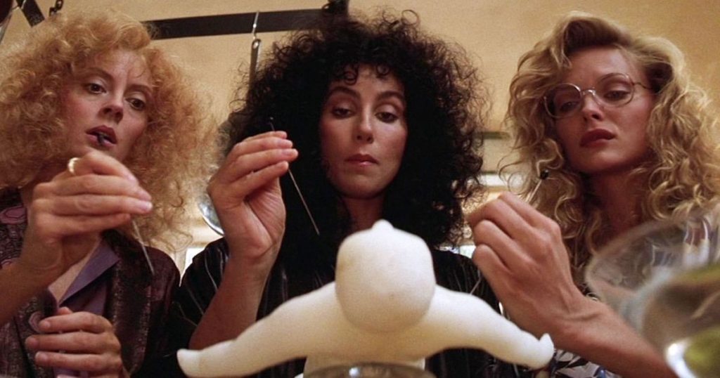 The star-studded Witches of Eastwick may be one of the best Halloween romantic comedy movies ever made!