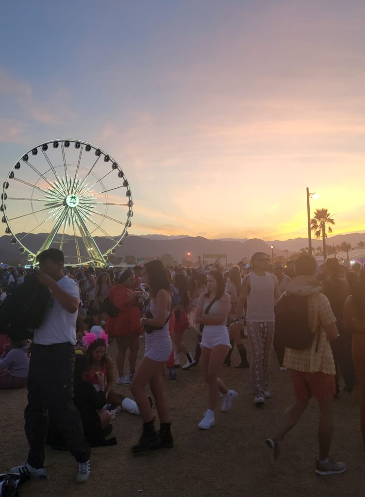 Coachella 2022 sunset and Ferris Wheel